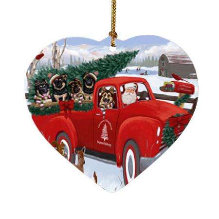 Christmas Santa Express Delivery German Shepherds Dog Family Heart Christmas Ornament HPOR55164