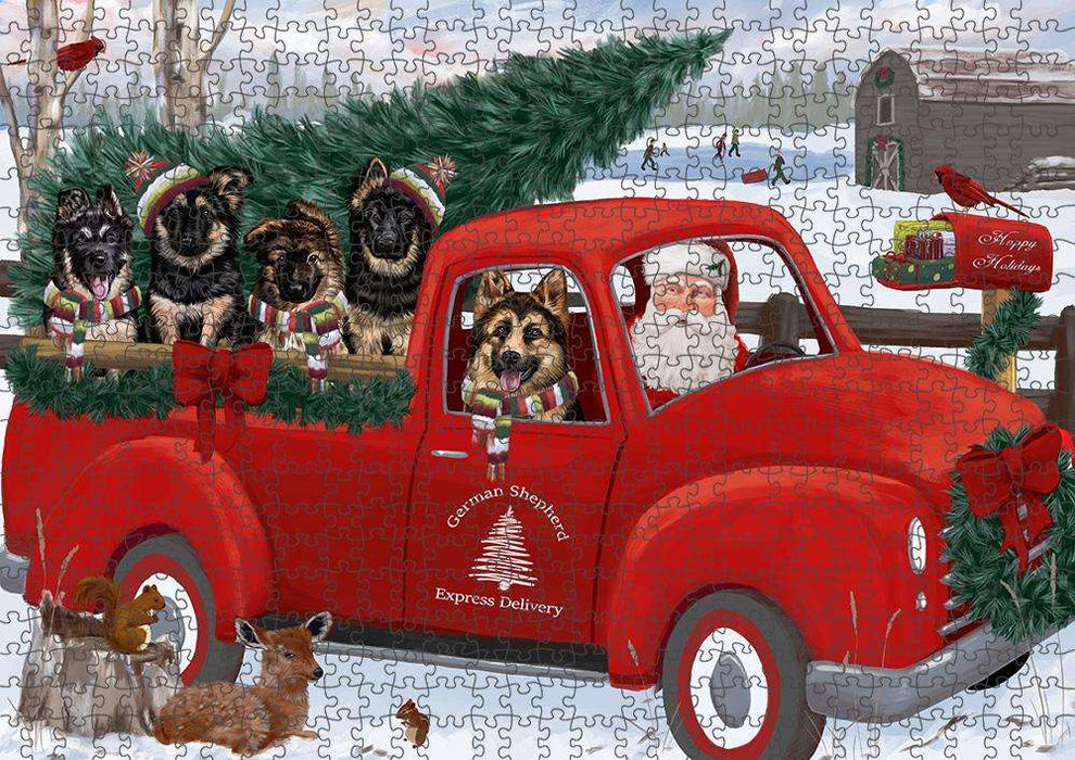 Christmas Santa Express Delivery German Shepherds Dog Family Puzzle with Photo Tin PUZL87312