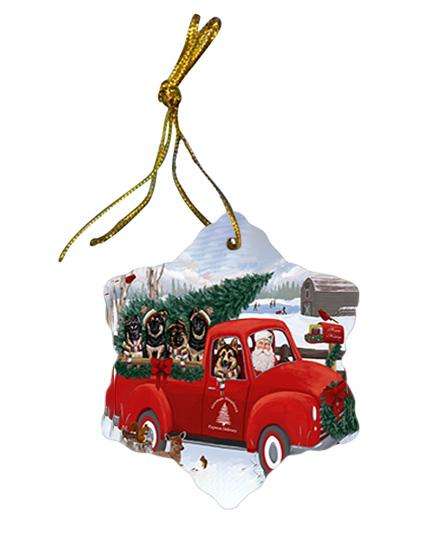 Christmas Santa Express Delivery German Shepherds Dog Family Star Porcelain Ornament SPOR55155