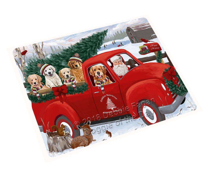 Christmas Santa Express Delivery Golden Retrievers Dog Family Large Refrigerator / Dishwasher Magnet RMAG91122