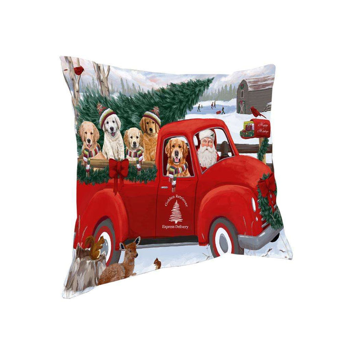 Christmas Santa Express Delivery Golden Retrievers Dog Family Pillow PIL76508