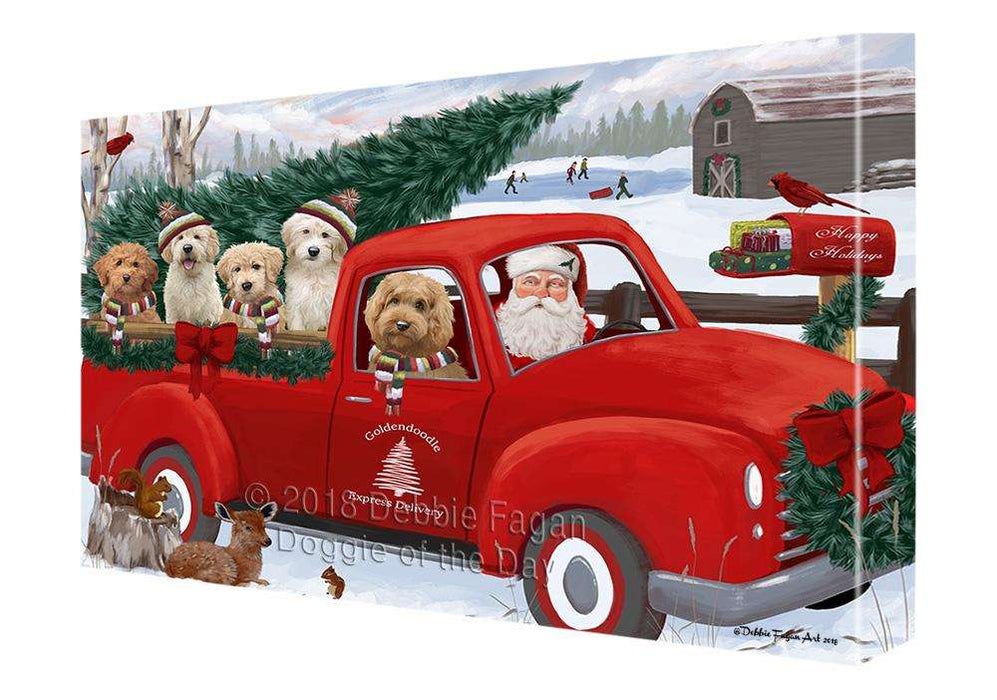 Christmas Santa Express Delivery Goldendoodles Dog Family Canvas Print Wall Art Décor CVS113219