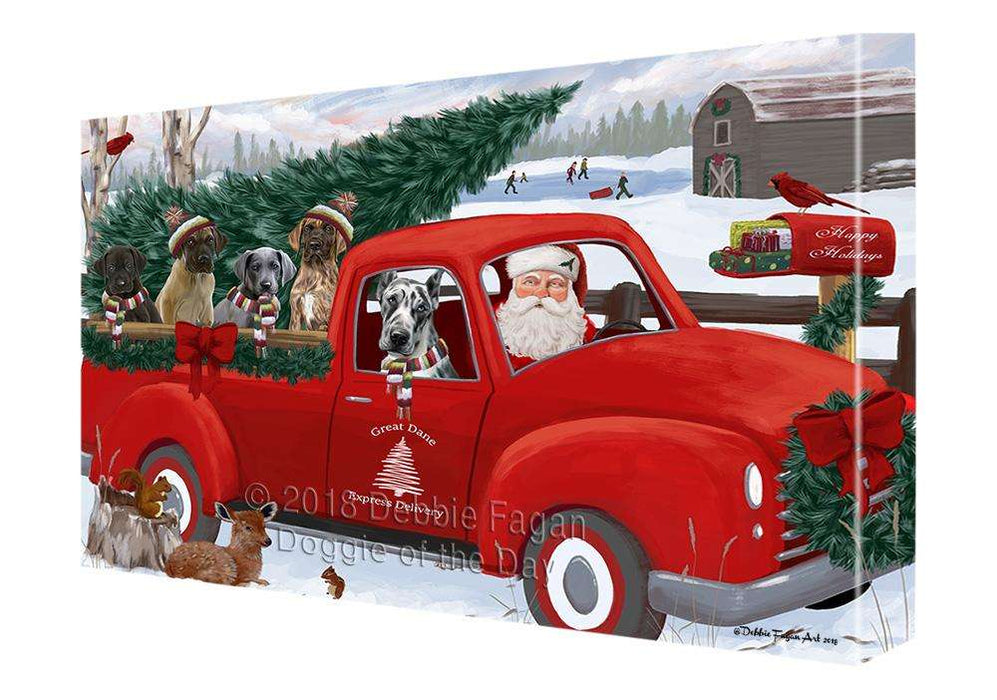 Christmas Santa Express Delivery Great Danes Dog Family Canvas Print Wall Art Décor CVS113228