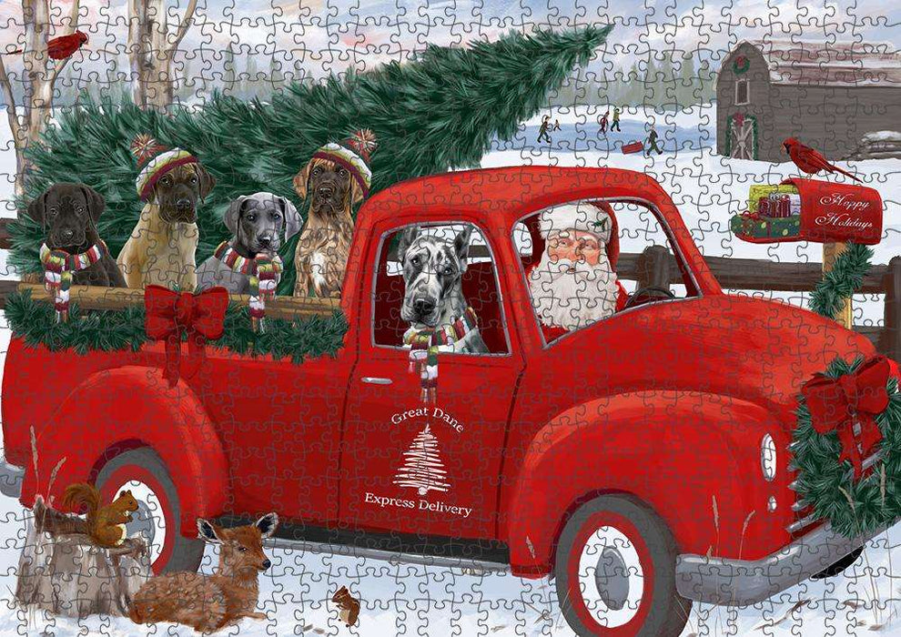 Christmas Santa Express Delivery Great Danes Dog Family Puzzle with Photo Tin PUZL87324