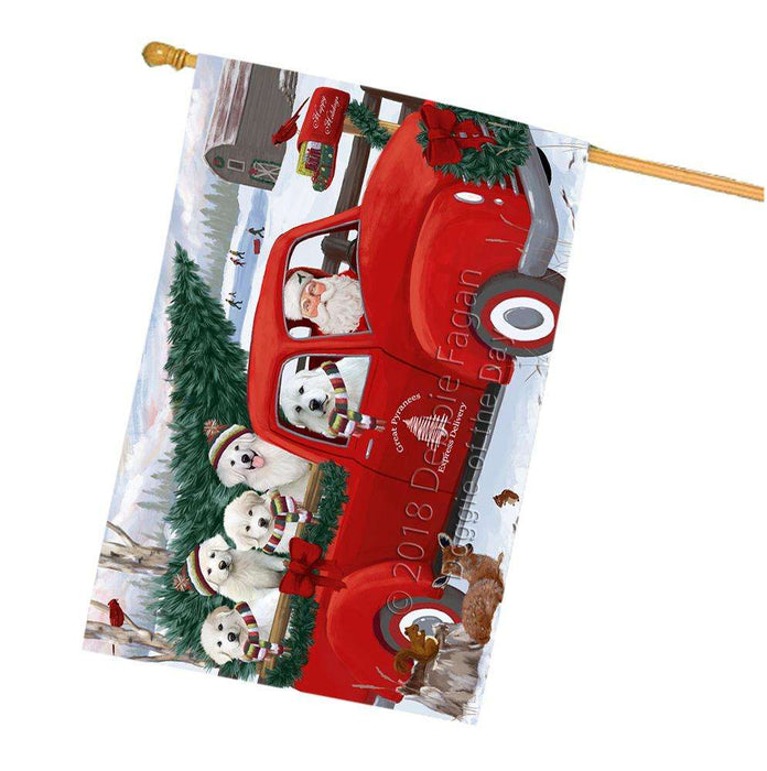 Christmas Santa Express Delivery Great Pyrenees Dog Family House Flag FLG55241