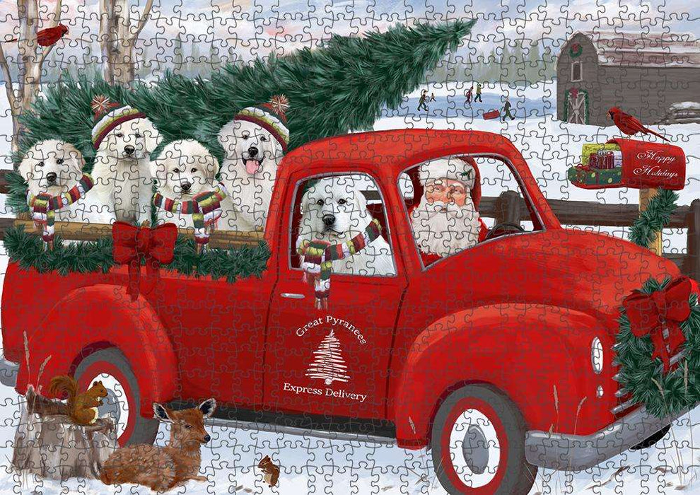 Christmas Santa Express Delivery Great Pyrenees Dog Family Puzzle with Photo Tin PUZL87328
