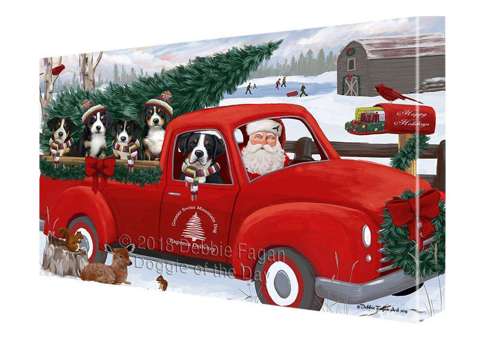Christmas Santa Express Delivery Greater Swiss Mountain Dogs Family Canvas Print Wall Art Décor CVS113246