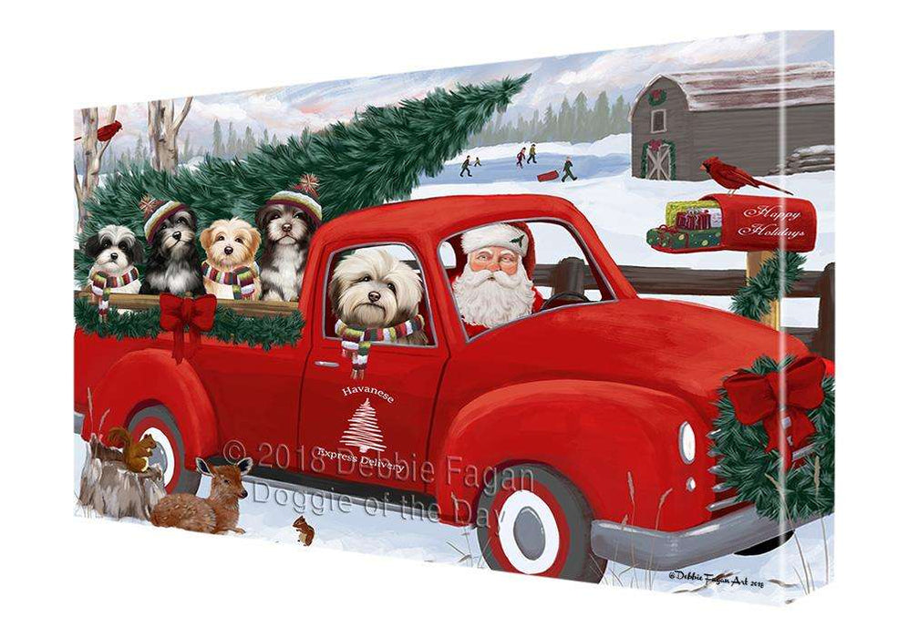 Christmas Santa Express Delivery Havaneses Dog Family Canvas Print Wall Art Décor CVS113255