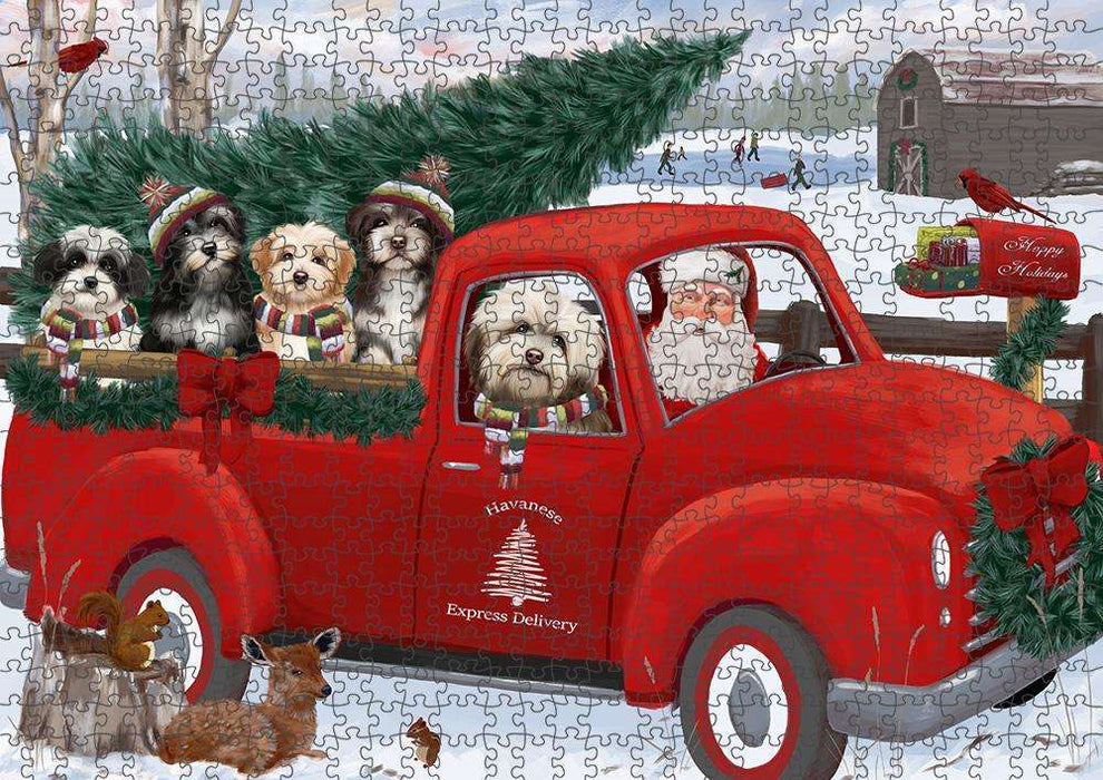 Christmas Santa Express Delivery Havaneses Dog Family Puzzle with Photo Tin PUZL87336