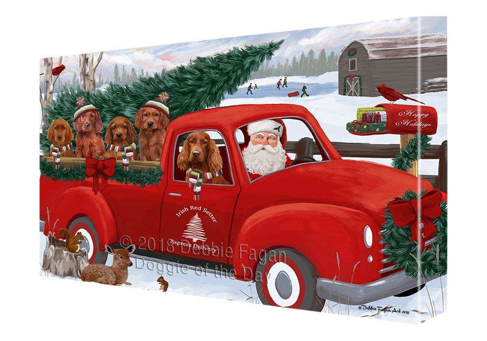 Christmas Santa Express Delivery Irish Red Setters Dog Family Canvas Print Wall Art Décor CVS113264
