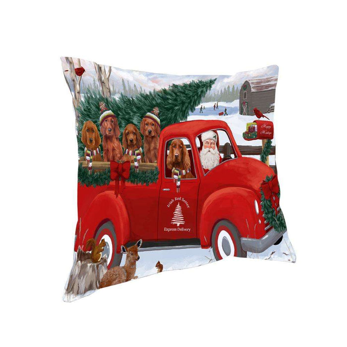 Christmas Santa Express Delivery Irish Red Setters Dog Family Pillow PIL76532
