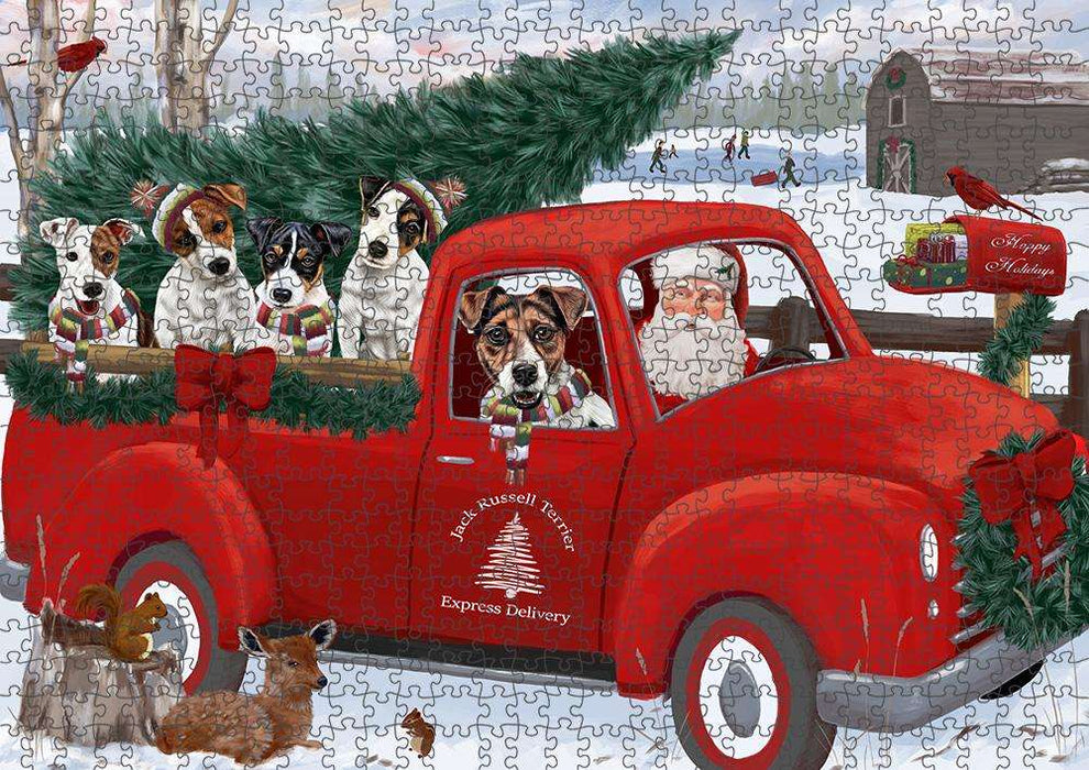 Christmas Santa Express Delivery Jack Russell Terriers Dog Family Puzzle with Photo Tin PUZL87344