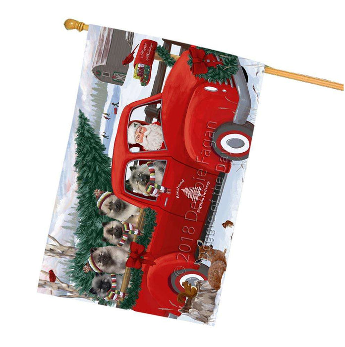 Christmas Santa Express Delivery Keeshonds Dog Family House Flag FLG55246