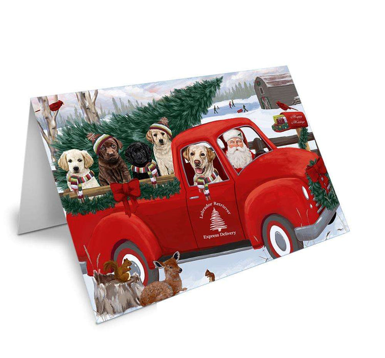 Christmas Santa Express Delivery Labrador Retrievers Dog Family Handmade Artwork Assorted Pets Greeting Cards and Note Cards with Envelopes for All Occasions and Holiday Seasons GCD68969