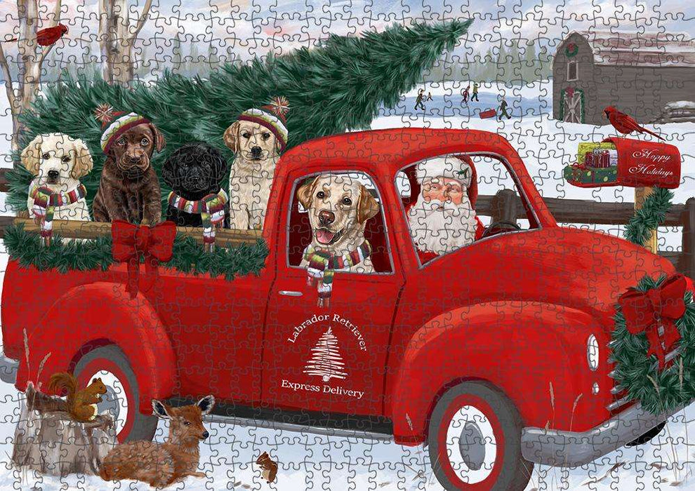 Christmas Santa Express Delivery Labrador Retrievers Dog Family Puzzle with Photo Tin PUZL87352