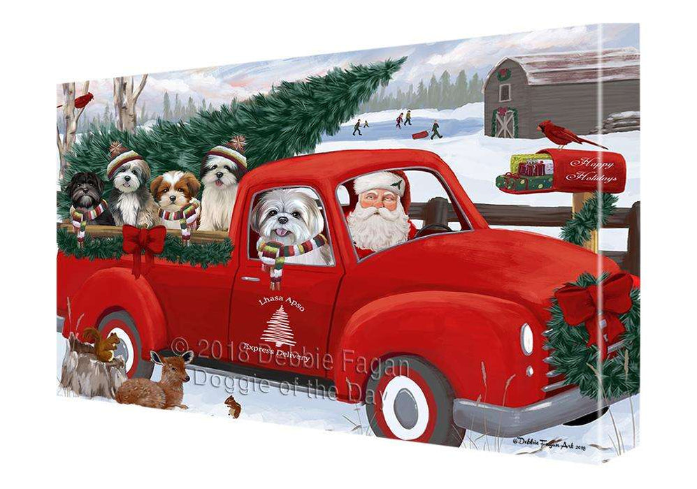 Christmas Santa Express Delivery Lhasa Apsos Dog Family Canvas Print Wall Art Décor CVS113300