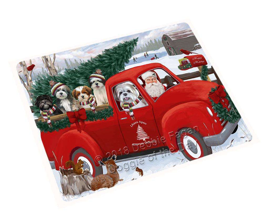 Christmas Santa Express Delivery Lhasa Apsos Dog Family Magnet MAG69594 (Small 5.5" x 4.25")