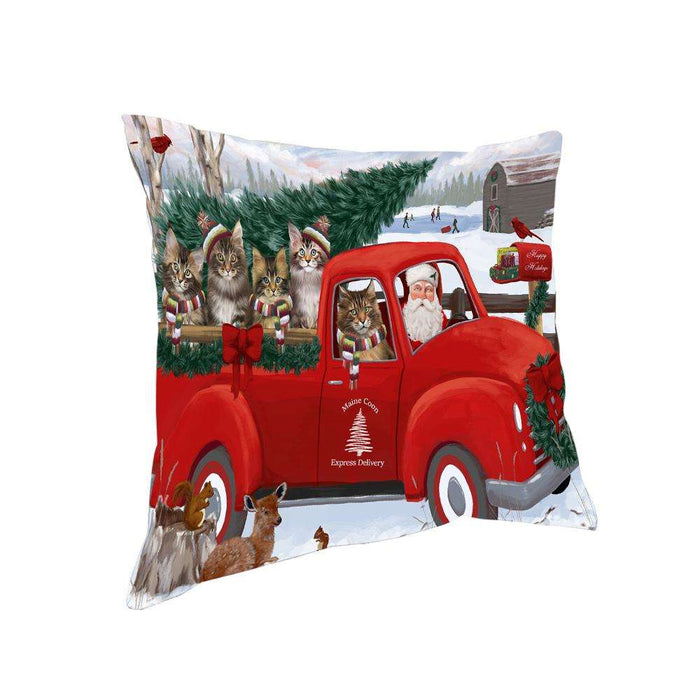 Christmas Santa Express Delivery Maine Coon Cats Family Pillow PIL76552