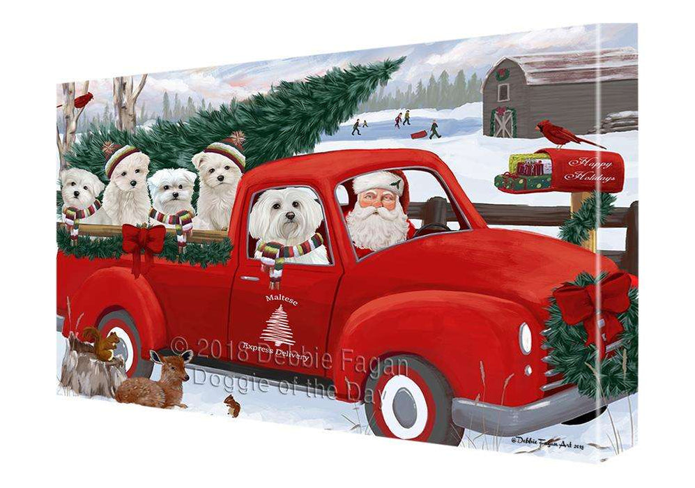 Christmas Santa Express Delivery Malteses Dog Family Canvas Print Wall Art Décor CVS113318
