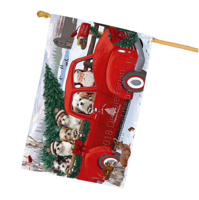 Christmas Santa Express Delivery Malti Tzus Dog Family House Flag FLG55251