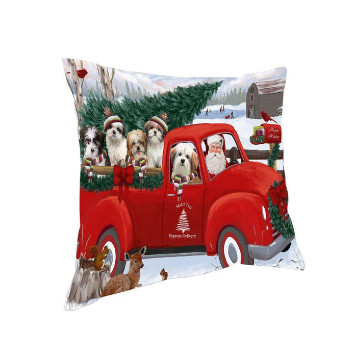 Christmas Santa Express Delivery Malti Tzus Dog Family Pillow PIL76560