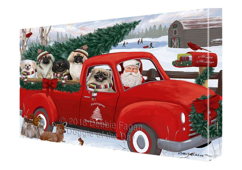 Christmas Santa Express Delivery Pekingeses Dog Family Canvas Print Wall Art Décor CVS113345