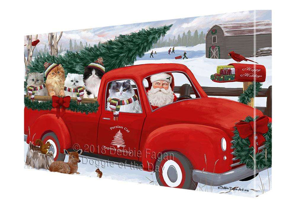 Christmas Santa Express Delivery Persian Cats Family Canvas Print Wall Art Décor CVS113354