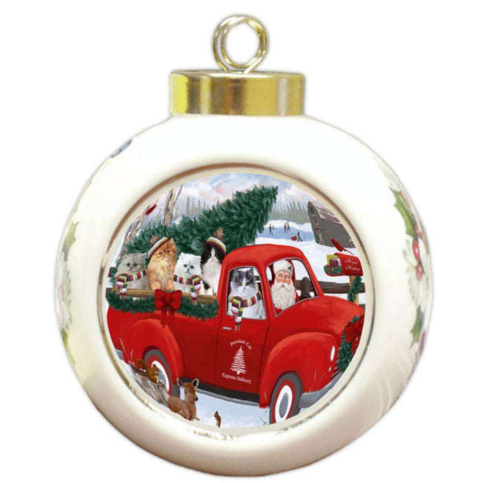 Christmas Santa Express Delivery Persian Cats Family Round Ball Christmas Ornament RBPOR55181