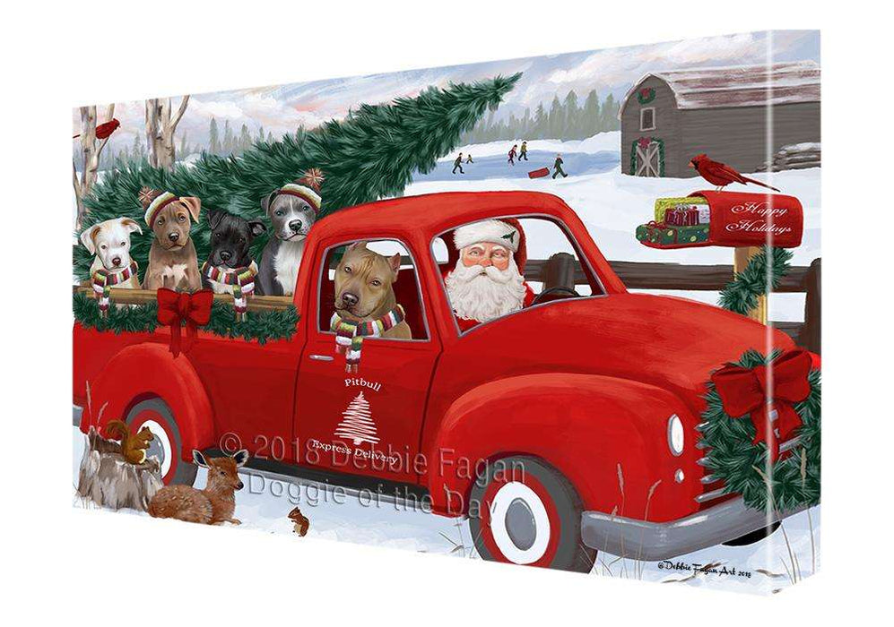 Christmas Santa Express Delivery Pit Bulls Dog Family Canvas Print Wall Art Décor CVS113363