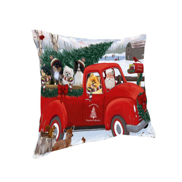 Christmas Santa Express Delivery Pomeranians Dog Family Pillow PIL76580