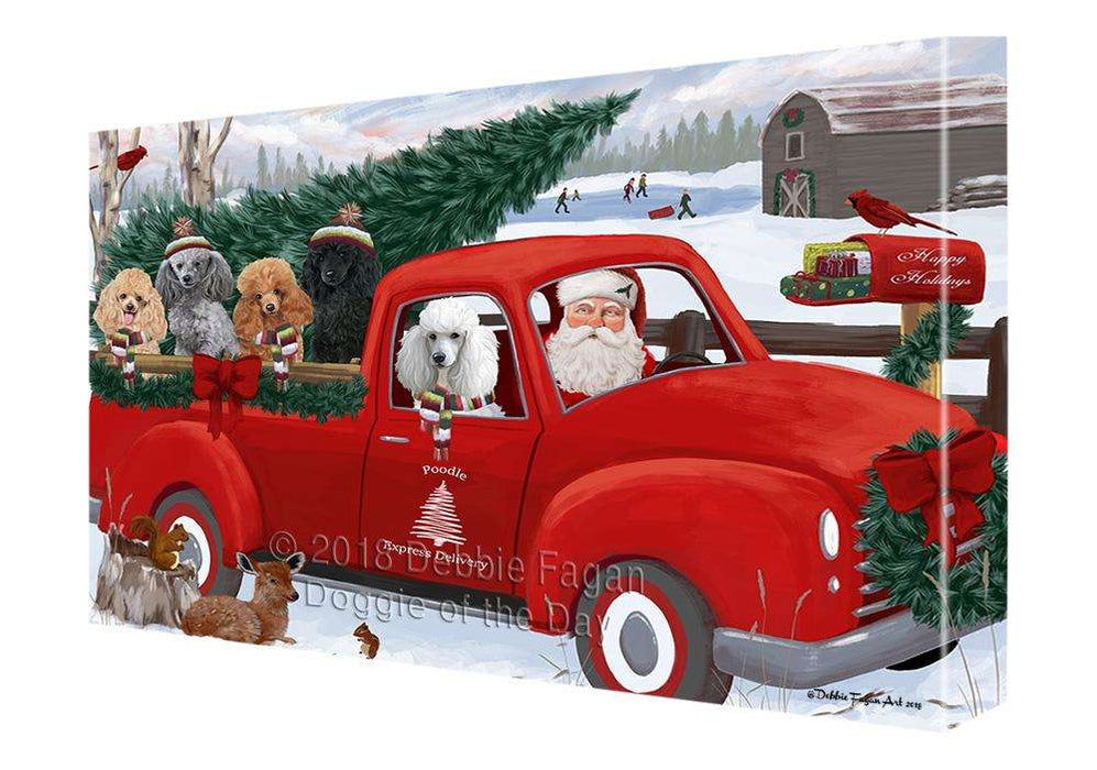 Christmas Santa Express Delivery Poodles Dog Family Canvas Print Wall Art Décor CVS113381