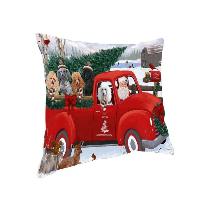 Christmas Santa Express Delivery Poodles Dog Family Pillow PIL76584