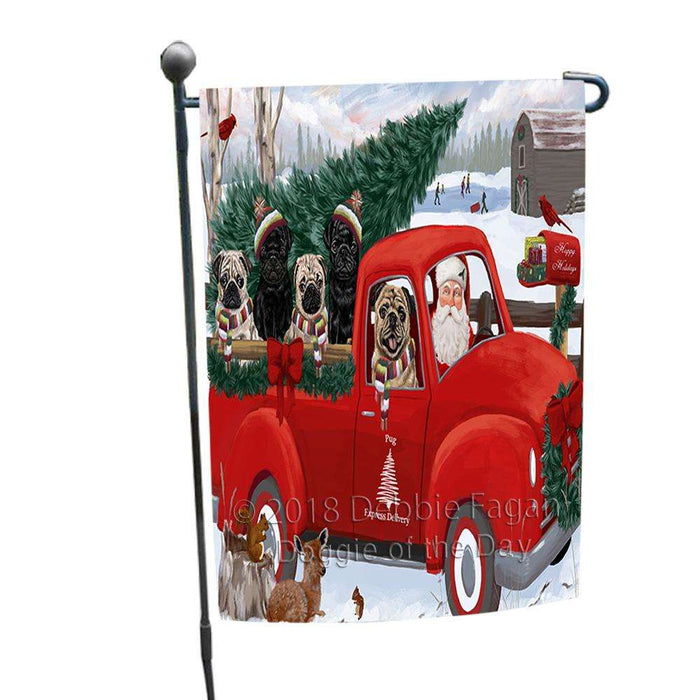 Christmas Santa Express Delivery Pugs Dog Family Garden Flag GFLG55122