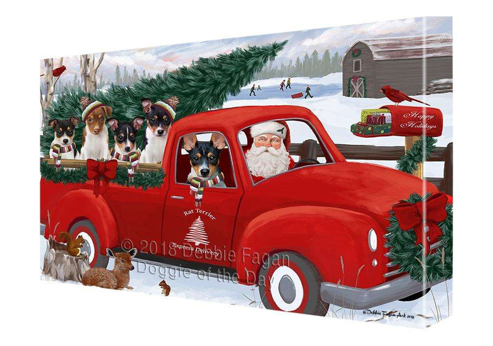 Christmas Santa Express Delivery Rat Terriers Dog Family Canvas Print Wall Art Décor CVS113399