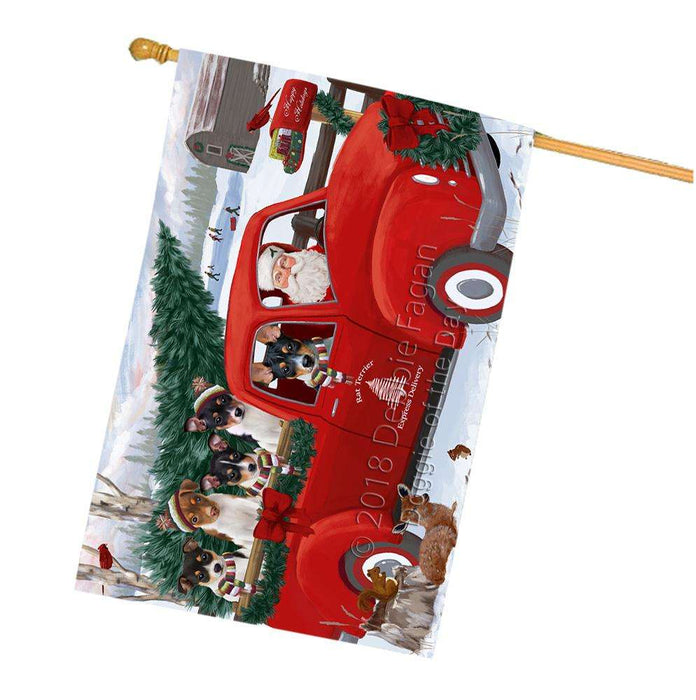 Christmas Santa Express Delivery Rat Terriers Dog Family House Flag FLG55259