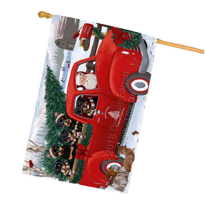 Christmas Santa Express Delivery Rottweilers Dog Family House Flag FLG55261