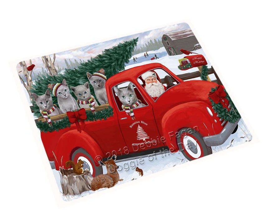 Christmas Santa Express Delivery Russian Blue Cats Family Cutting Board C69636