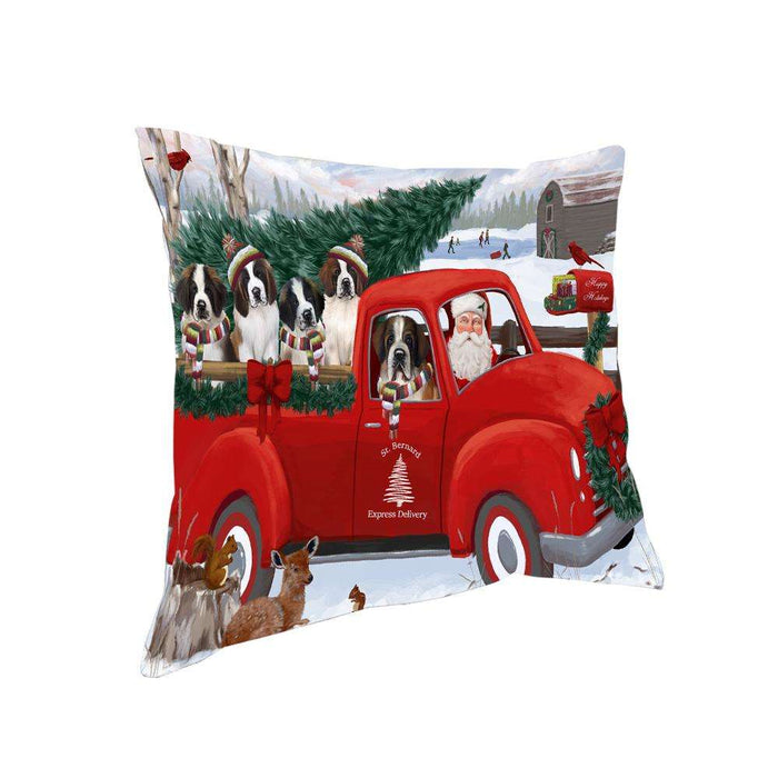 Christmas Santa Express Delivery Saint Bernards Dog Family Pillow PIL76608