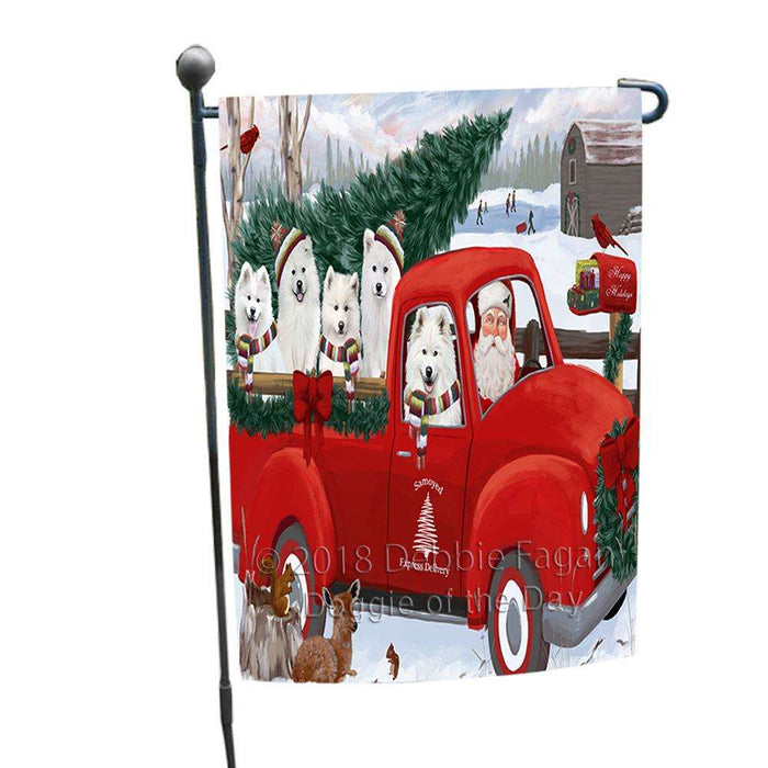 Christmas Santa Express Delivery Samoyeds Dog Family Garden Flag GFLG55128