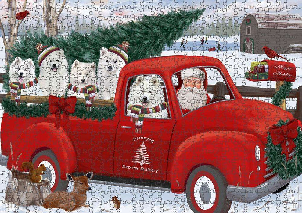 Christmas Santa Express Delivery Samoyeds Dog Family Puzzle with Photo Tin PUZL87420