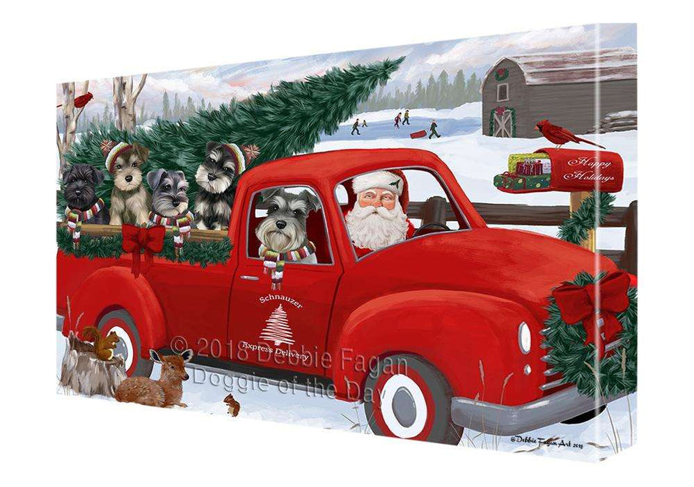 Christmas Santa Express Delivery Schnauzers Dog Family Canvas Print Wall Art Décor CVS113453