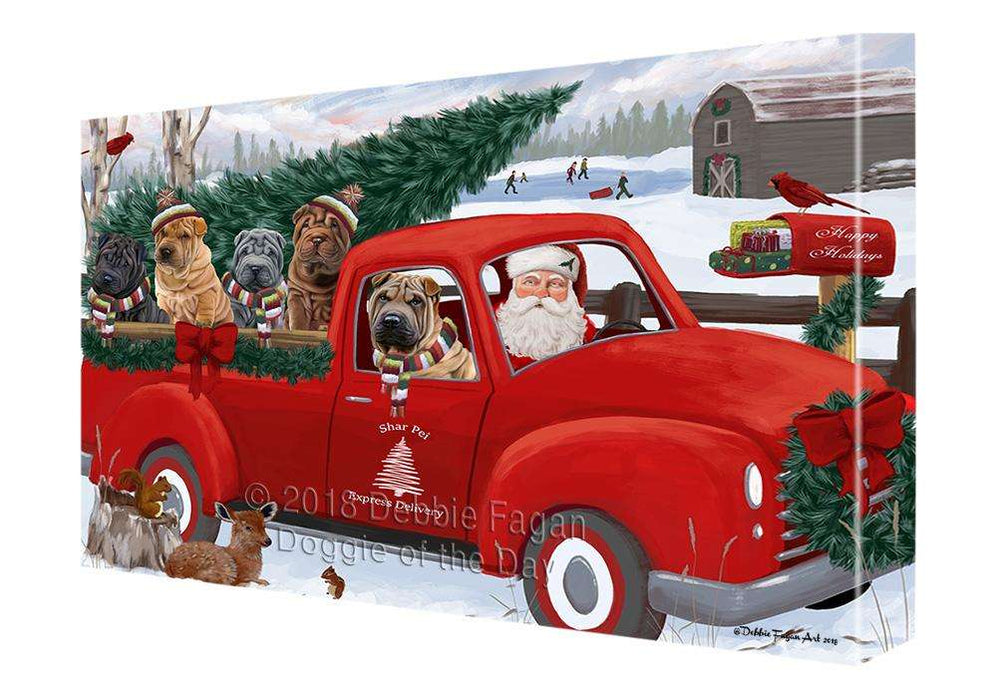 Christmas Santa Express Delivery Shar Peis Dog Family Canvas Print Wall Art Décor CVS113471