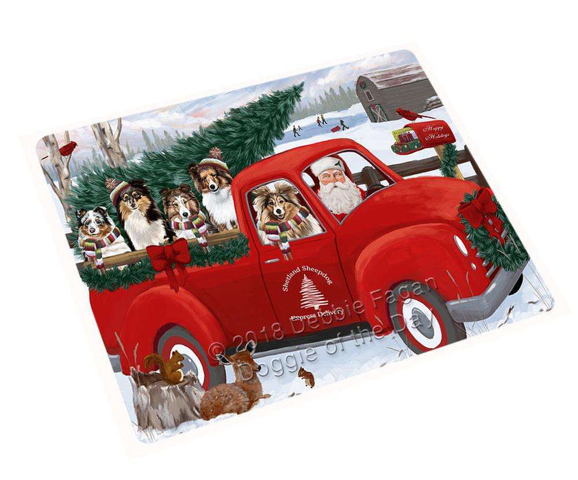 Christmas Santa Express Delivery Shetland Sheepdogs Family Cutting Board C69654