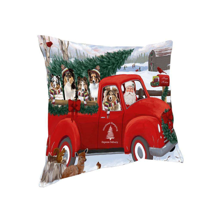 Christmas Santa Express Delivery Shetland Sheepdogs Family Pillow PIL76628