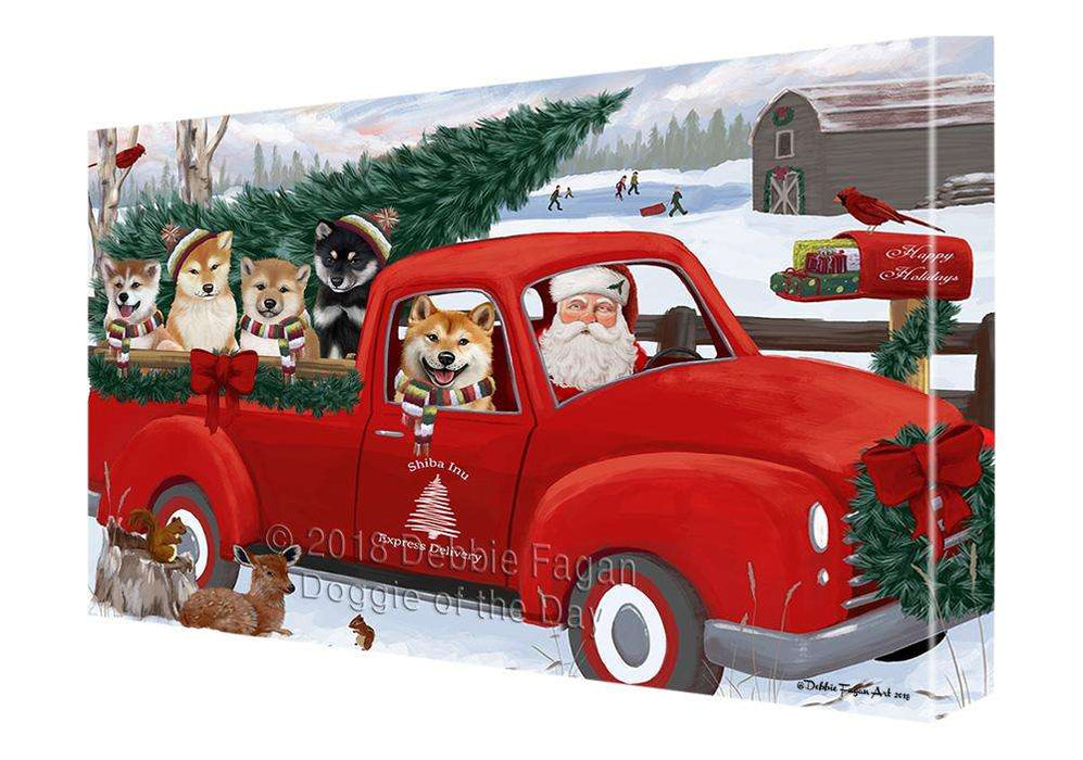 Christmas Santa Express Delivery Shiba Inus Dog Family Canvas Print Wall Art Décor CVS113489