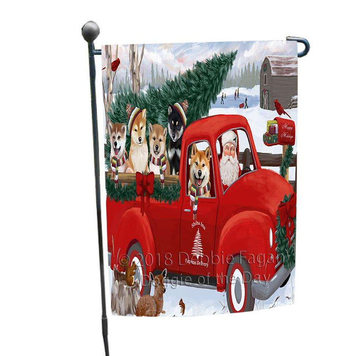 Christmas Santa Express Delivery Shiba Inus Dog Family Garden Flag GFLG55133