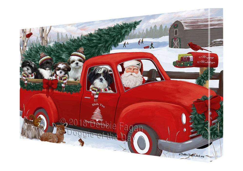 Christmas Santa Express Delivery Shih Tzus Dog Family Canvas Print Wall Art Décor CVS113498