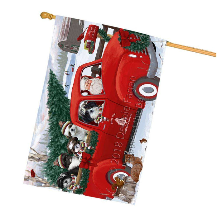Christmas Santa Express Delivery Shih Tzus Dog Family House Flag FLG55270