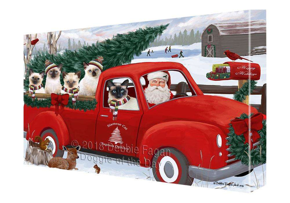 Christmas Santa Express Delivery Siamese Cats Family Canvas Print Wall Art Décor CVS113507