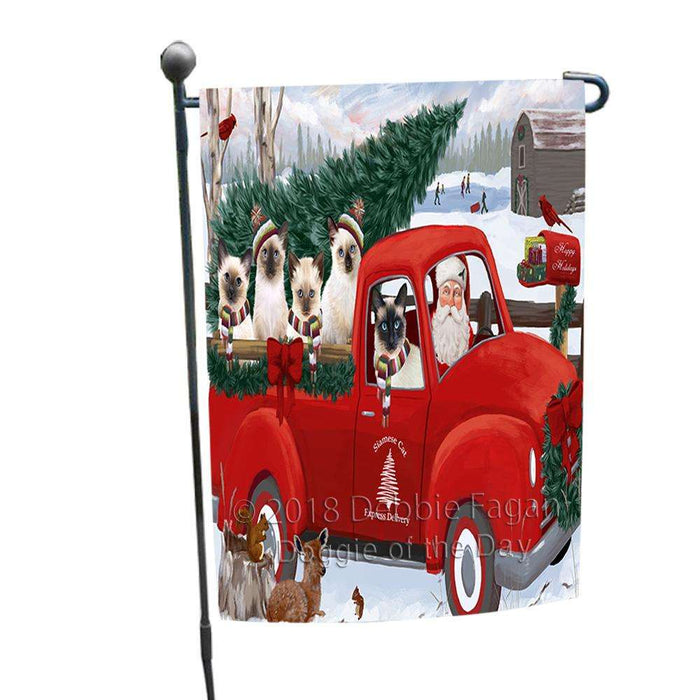 Christmas Santa Express Delivery Siamese Cats Family Garden Flag GFLG55135